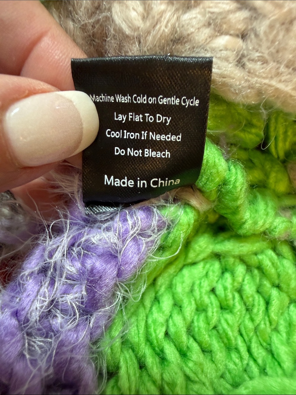 POL Chunky Beige Cardigan with Bright Orange, Teal, Green & Purple Accents - Picture 7 of 7